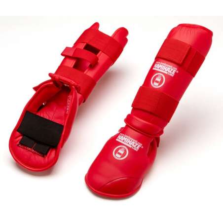 Approved red kamikaze Karate shin guards