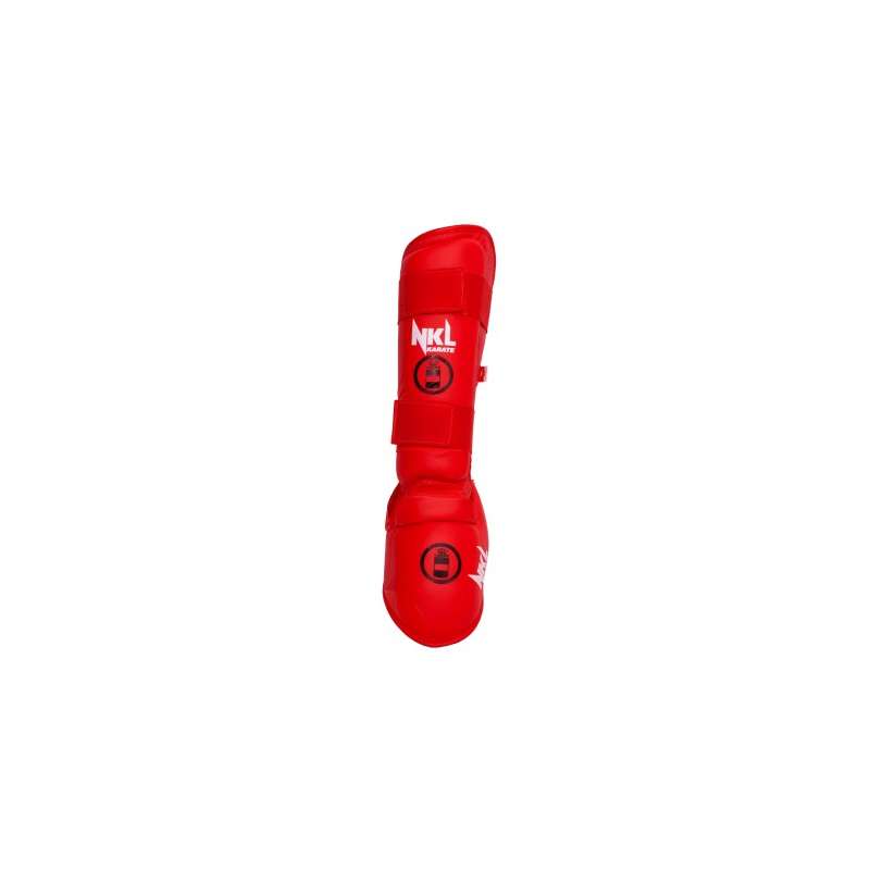 Red NKL karate shin guards