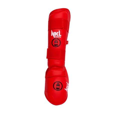 Red NKL karate shin guards