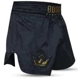 Buddha old school muay thai shorts black gold(1)