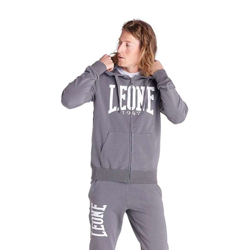 Men's Leone big logo (grey) zip-up sweatshirt