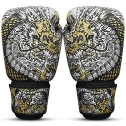 Buddha fantasy dragon muay thai gloves (white)