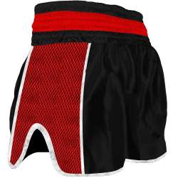 Buddha retro premium muay thai shorts (black/red) 1
