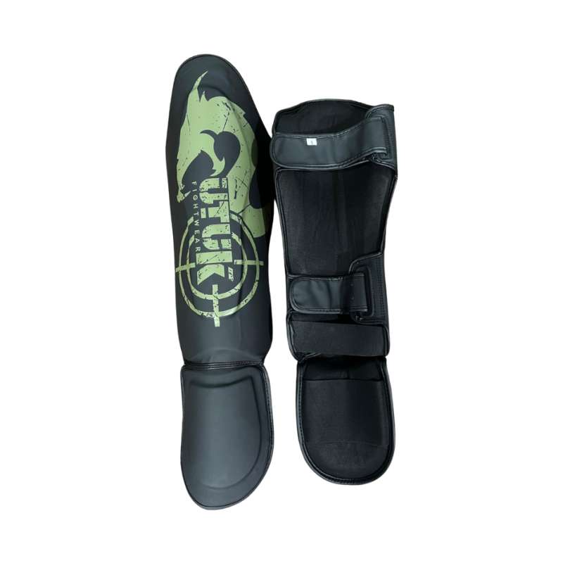 Utuk Hunter Black and Green Muay Thai Shin Guards 1 Utuk Hunter Black and Green Muay Thai Shin Guards 1