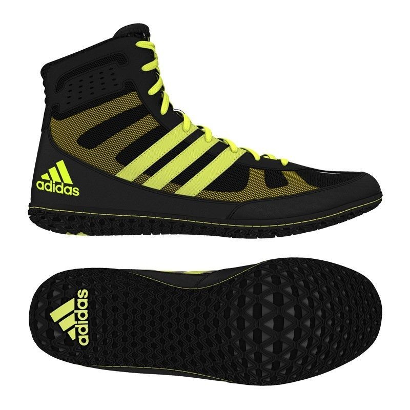 bag rare Unauthorized Adidas Mat Wizard boxing boots black yellow. Fighting boots